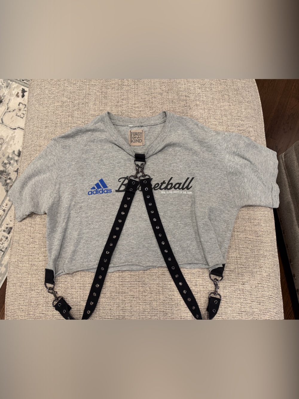Furst of a Kind adidas Black Grommet Adjustable Suspenders Crop Top